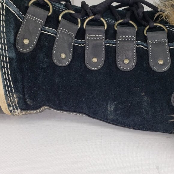 Sorel Joan Of Arctic Tall Snow Winter Boots Women’s Sz 7 Black Faux Fur - Picture 9 of 12